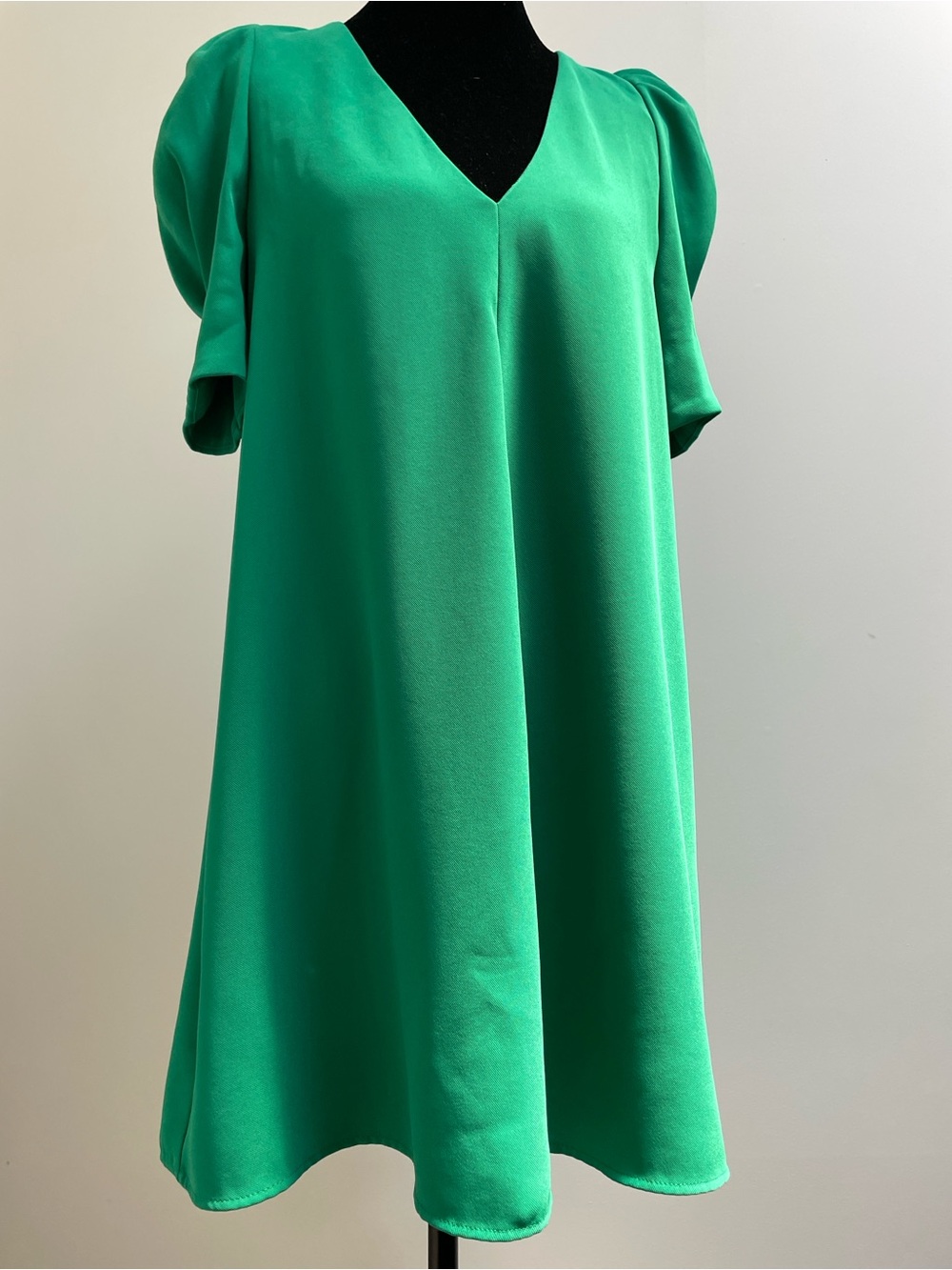 Zara Emerald Green Puff Sleeve Shift Dress | Size Small